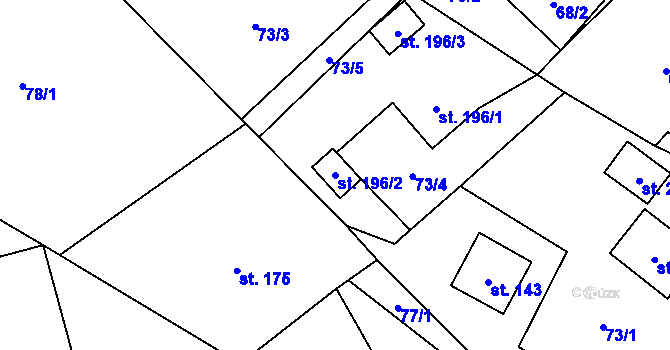 Parcela st. 196/2 v KÚ Bordovice, Katastrální mapa