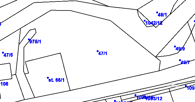 Parcela st. 47/1 v KÚ Bordovice, Katastrální mapa