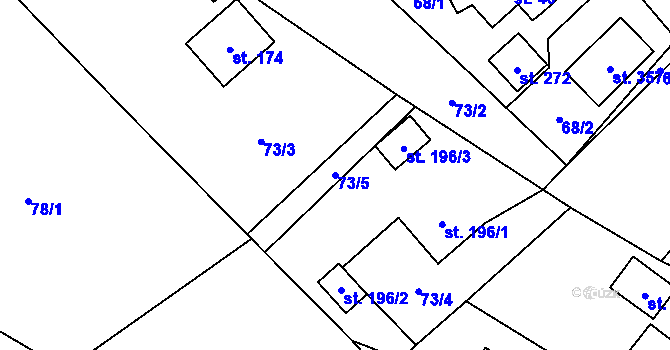 Parcela st. 73/5 v KÚ Bordovice, Katastrální mapa