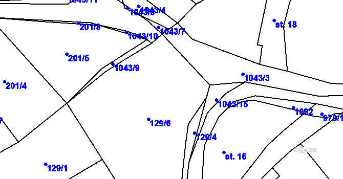 Parcela st. 129/2 v KÚ Bordovice, Katastrální mapa