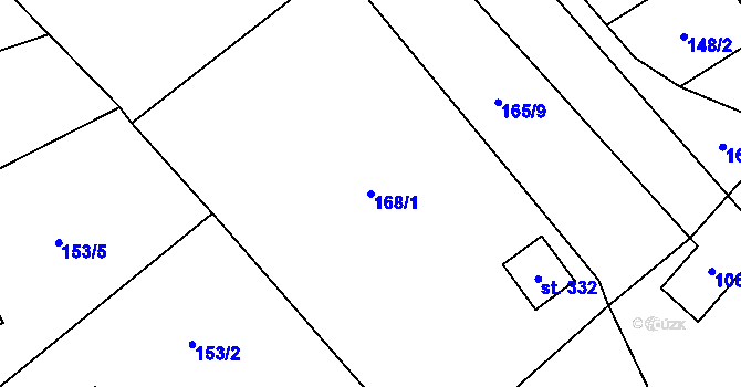 Parcela st. 168/1 v KÚ Bordovice, Katastrální mapa