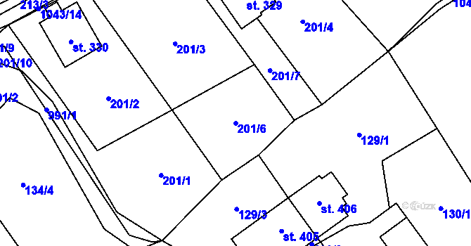 Parcela st. 201/6 v KÚ Bordovice, Katastrální mapa