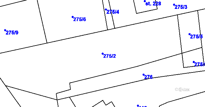 Parcela st. 275/2 v KÚ Bordovice, Katastrální mapa