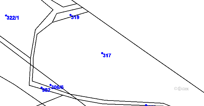 Parcela st. 317 v KÚ Bordovice, Katastrální mapa