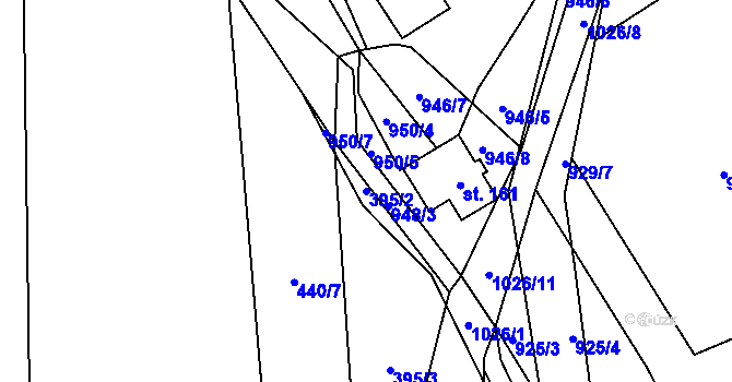 Parcela st. 395/2 v KÚ Bordovice, Katastrální mapa