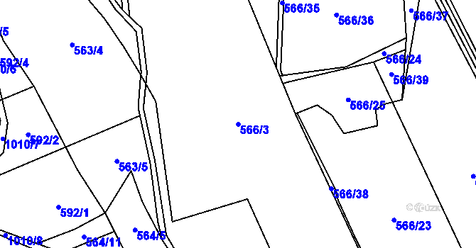 Parcela st. 566/3 v KÚ Bordovice, Katastrální mapa