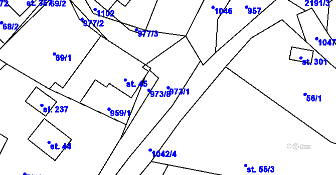 Parcela st. 973/1 v KÚ Bordovice, Katastrální mapa