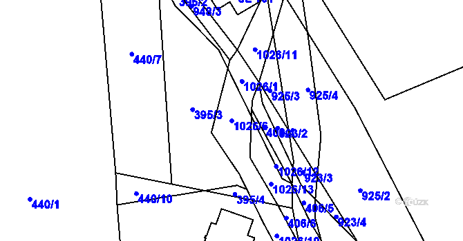 Parcela st. 1026/6 v KÚ Bordovice, Katastrální mapa