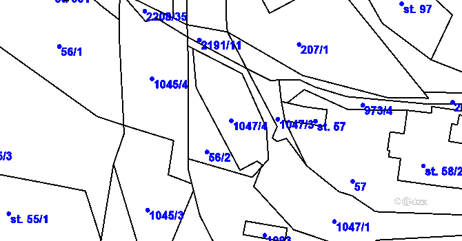 Parcela st. 1047/4 v KÚ Bordovice, Katastrální mapa