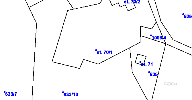 Parcela st. 70/1 v KÚ Bordovice, Katastrální mapa