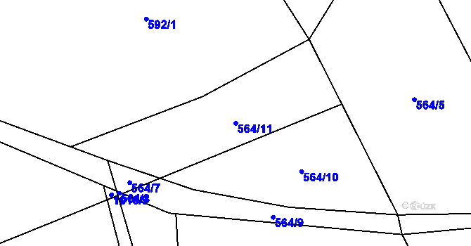Parcela st. 564/11 v KÚ Bordovice, Katastrální mapa