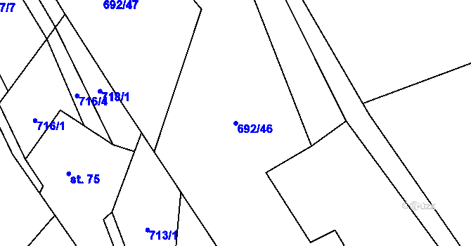Parcela st. 692/46 v KÚ Bordovice, Katastrální mapa