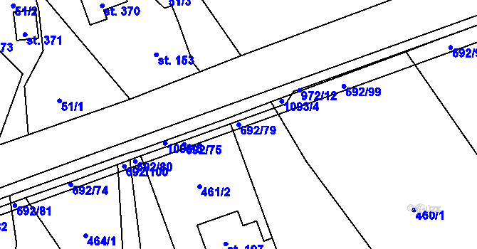 Parcela st. 692/79 v KÚ Bordovice, Katastrální mapa
