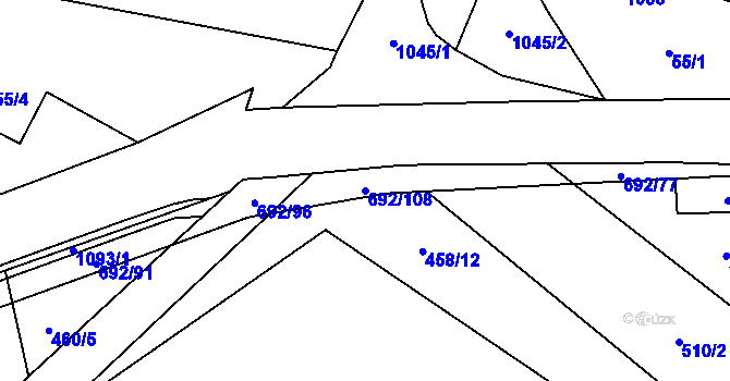 Parcela st. 692/108 v KÚ Bordovice, Katastrální mapa