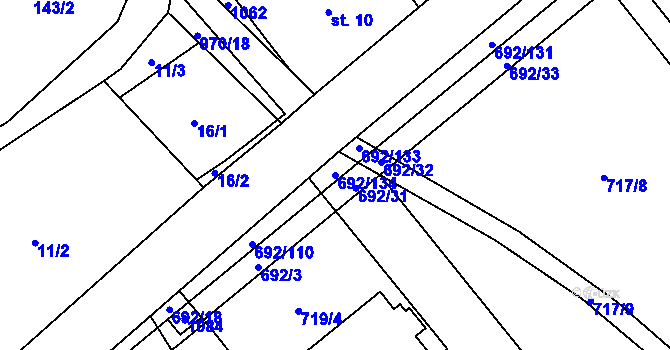 Parcela st. 692/134 v KÚ Bordovice, Katastrální mapa