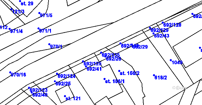 Parcela st. 692/135 v KÚ Bordovice, Katastrální mapa