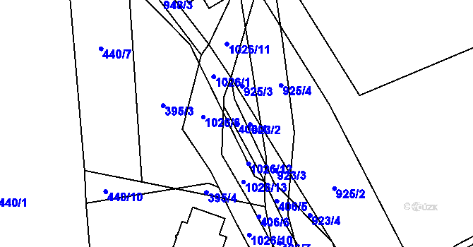 Parcela st. 406/4 v KÚ Bordovice, Katastrální mapa