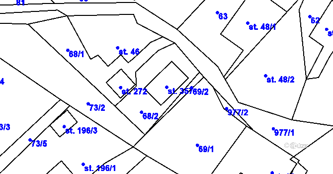 Parcela st. 357 v KÚ Bordovice, Katastrální mapa