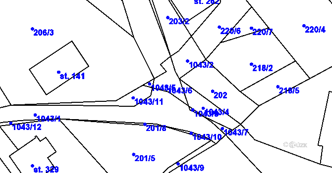 Parcela st. 1043/6 v KÚ Bordovice, Katastrální mapa