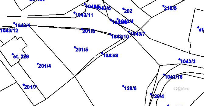 Parcela st. 1043/9 v KÚ Bordovice, Katastrální mapa
