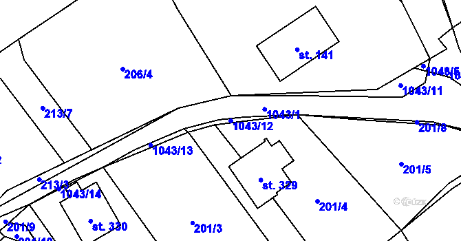 Parcela st. 1043/12 v KÚ Bordovice, Katastrální mapa