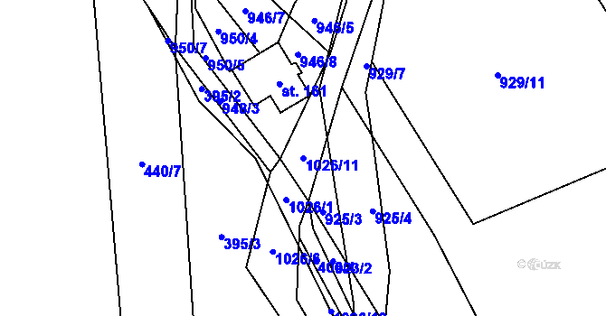 Parcela st. 1026/11 v KÚ Bordovice, Katastrální mapa