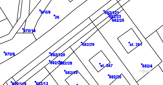 Parcela st. 682/29 v KÚ Bordovice, Katastrální mapa