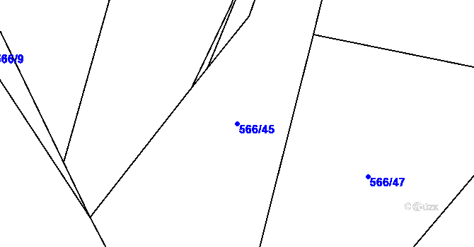 Parcela st. 566/45 v KÚ Bordovice, Katastrální mapa