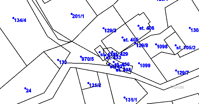 Parcela st. 432 v KÚ Bordovice, Katastrální mapa