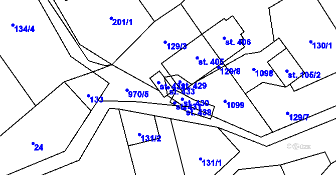 Parcela st. 433 v KÚ Bordovice, Katastrální mapa