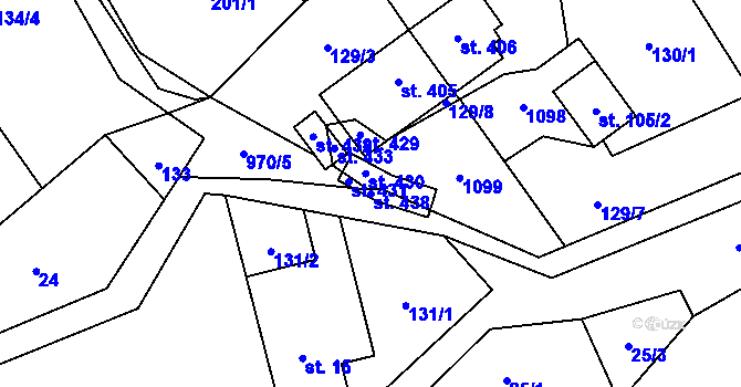 Parcela st. 438 v KÚ Bordovice, Katastrální mapa