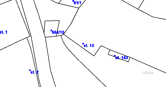 Parcela st. 15 v KÚ Boreč, Katastrální mapa
