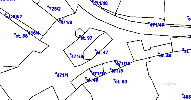 Parcela st. 47 v KÚ Boreč u Lovosic, Katastrální mapa