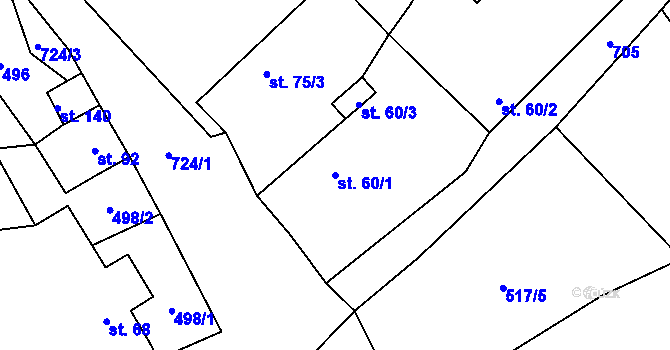 Parcela st. 60/1 v KÚ Boreč u Lovosic, Katastrální mapa