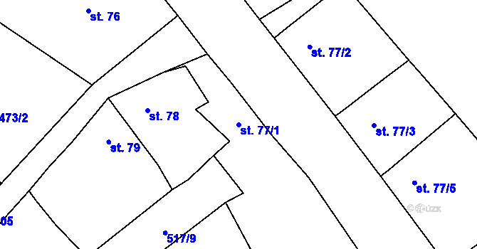 Parcela st. 77/1 v KÚ Boreč u Lovosic, Katastrální mapa