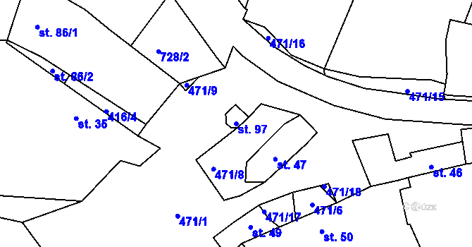 Parcela st. 97 v KÚ Boreč u Lovosic, Katastrální mapa