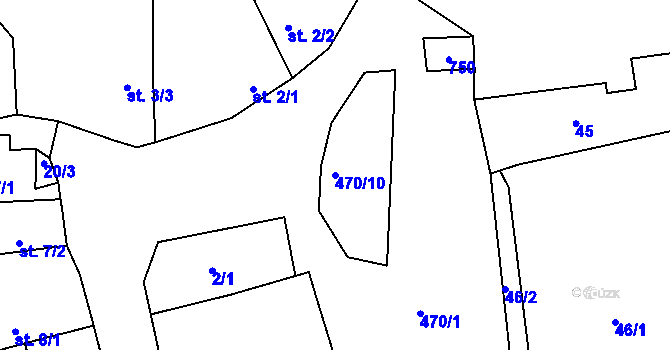 Parcela st. 470/10 v KÚ Boreč u Lovosic, Katastrální mapa