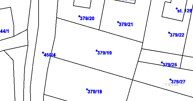 Parcela st. 379/19 v KÚ Boreč u Lovosic, Katastrální mapa