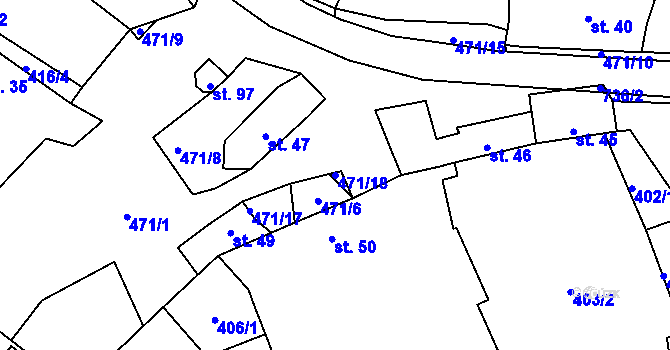 Parcela st. 471/18 v KÚ Boreč u Lovosic, Katastrální mapa
