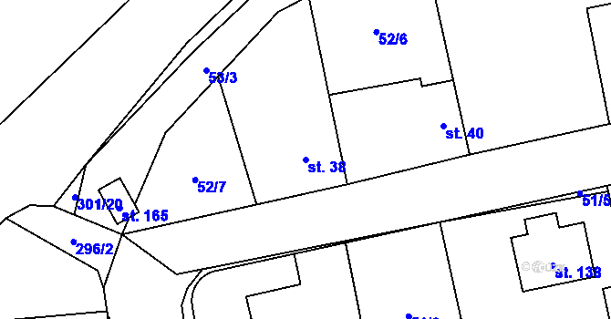 Parcela st. 38 v KÚ Borek nad Labem, Katastrální mapa