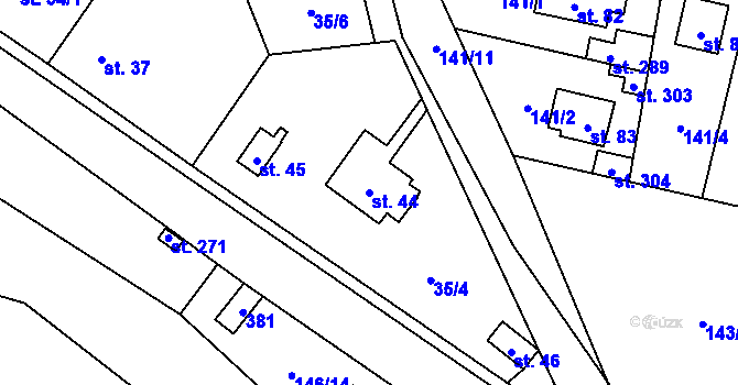 Parcela st. 44 v KÚ Borek nad Labem, Katastrální mapa