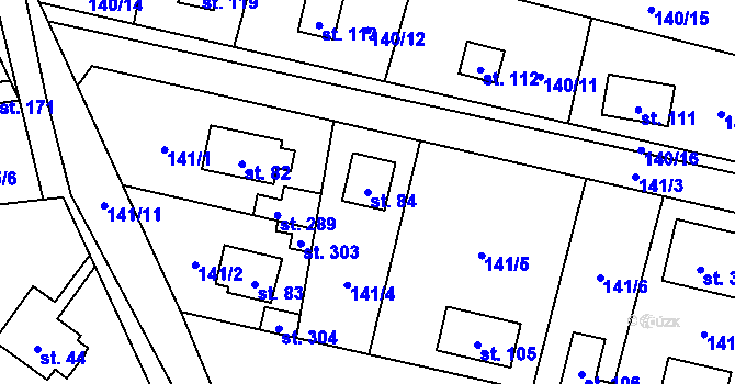 Parcela st. 84 v KÚ Borek nad Labem, Katastrální mapa