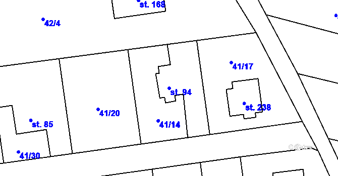 Parcela st. 94 v KÚ Borek nad Labem, Katastrální mapa