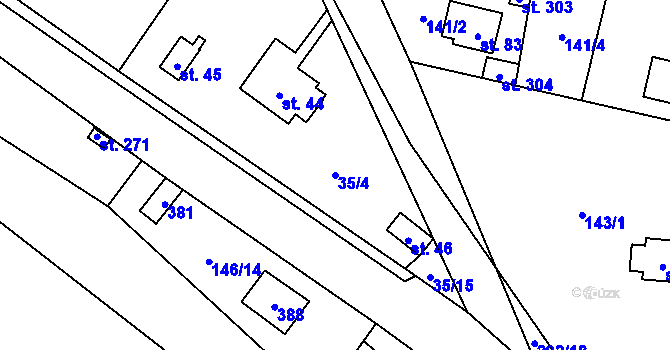Parcela st. 35/4 v KÚ Borek nad Labem, Katastrální mapa