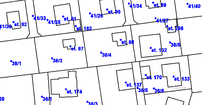 Parcela st. 38/4 v KÚ Borek nad Labem, Katastrální mapa