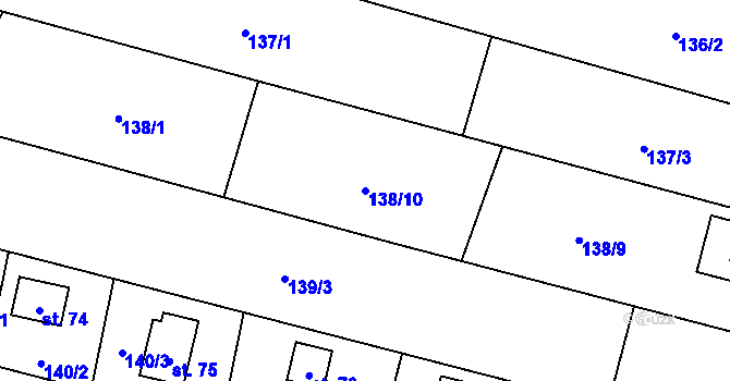 Parcela st. 138/10 v KÚ Borek nad Labem, Katastrální mapa