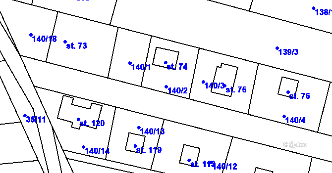 Parcela st. 140/2 v KÚ Borek nad Labem, Katastrální mapa
