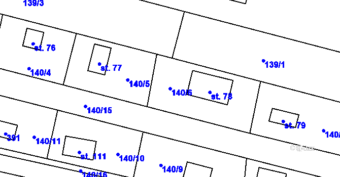 Parcela st. 140/6 v KÚ Borek nad Labem, Katastrální mapa