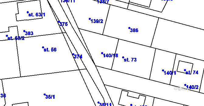 Parcela st. 140/18 v KÚ Borek nad Labem, Katastrální mapa