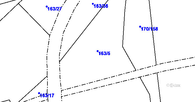 Parcela st. 163/5 v KÚ Borek nad Labem, Katastrální mapa